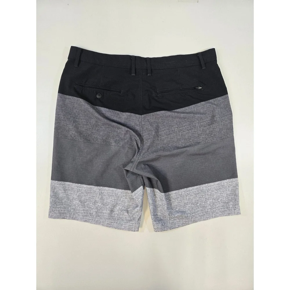 Micros‎ Mens Hybrid Board Shorts Size 34 Black Grey Colorblock Quick Dry